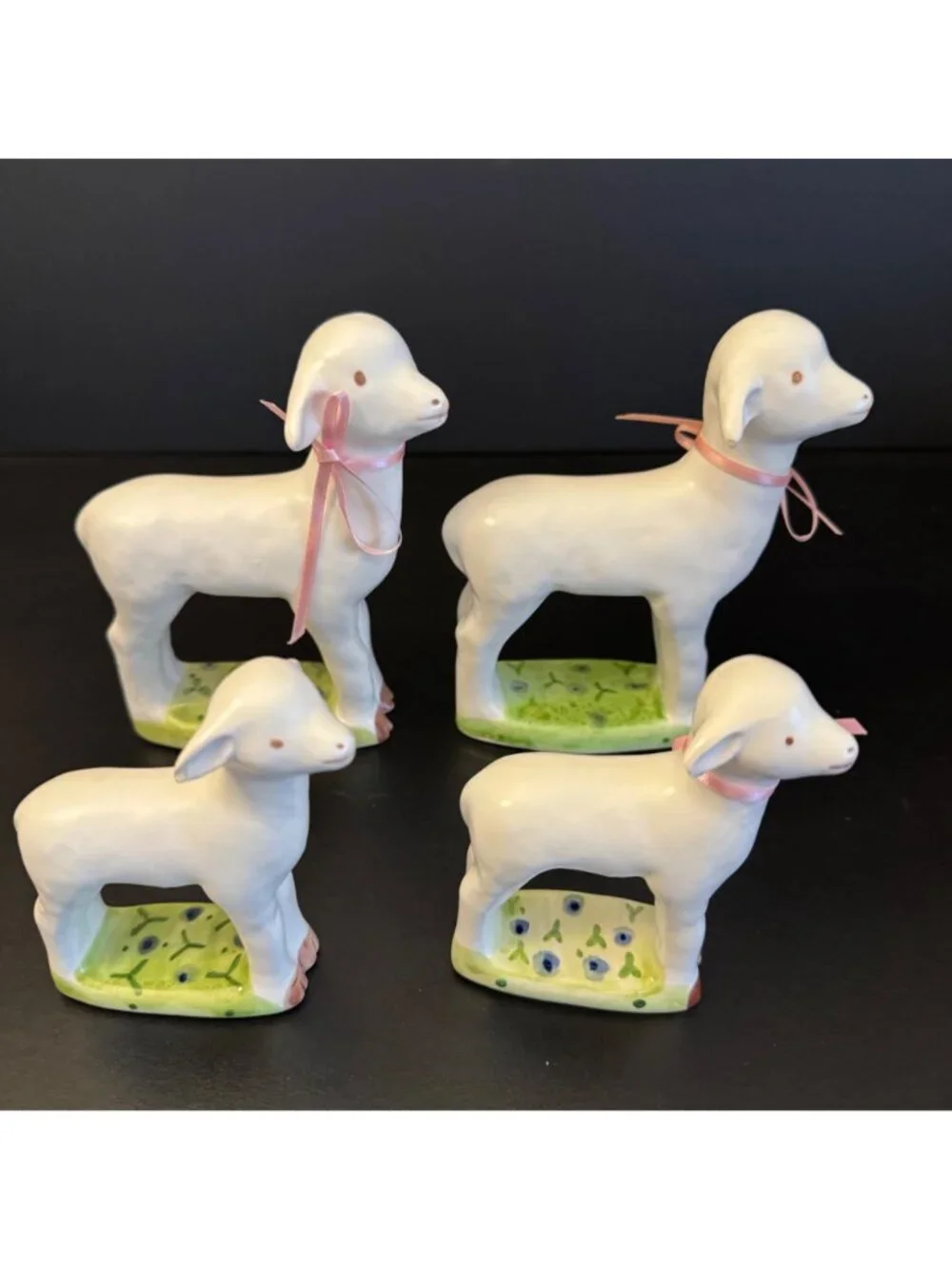 Vintage Dept 56 Sheep Lamb Family Figurines Set of 4 Farmhouse Made in Japan - Picture 3 of 14